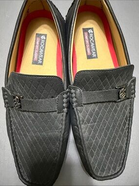 Rocawear Black Quilted Slip-On Loafers with Metal Accent
